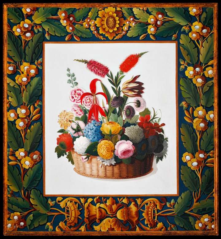 A North italian neoclassical painting rapresenting a basket of flowers